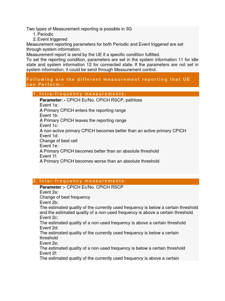 3G Measurement Reporting Overview | PDF | Mobile Technology ...