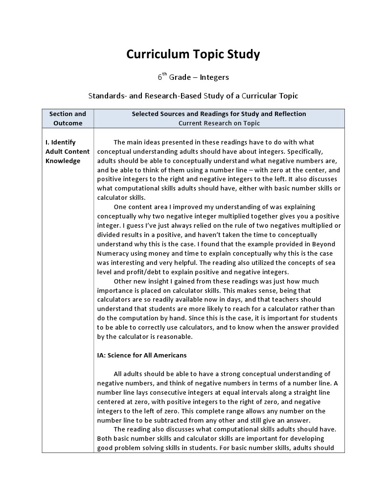 Curriculum Topic Study: 6 Grade - Integers Standards-And Research-Based ...