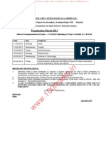 Hariyana Board Exam Timetable/Date-Sheet, Class 10th And 12th – Year 2013