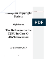 European Copyright Society Opinion on Svensson