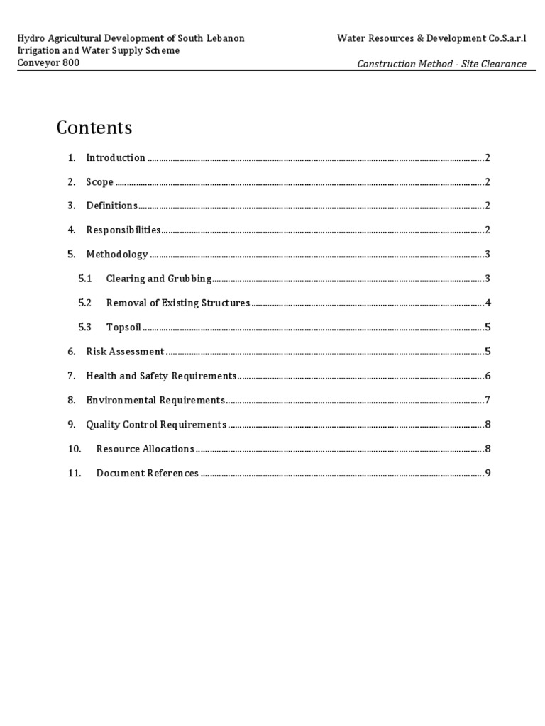 Site Clearance Method Statement PDF Road Drainage