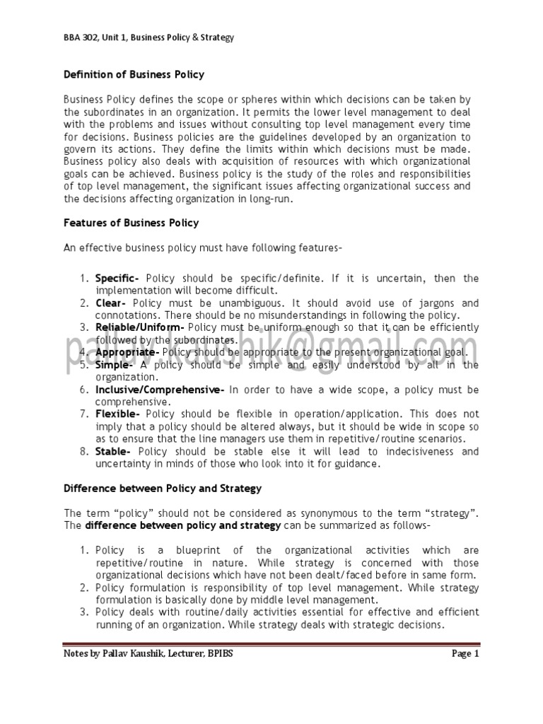 Understanding Business Policy Essentials | PDF | Strategic Management ...