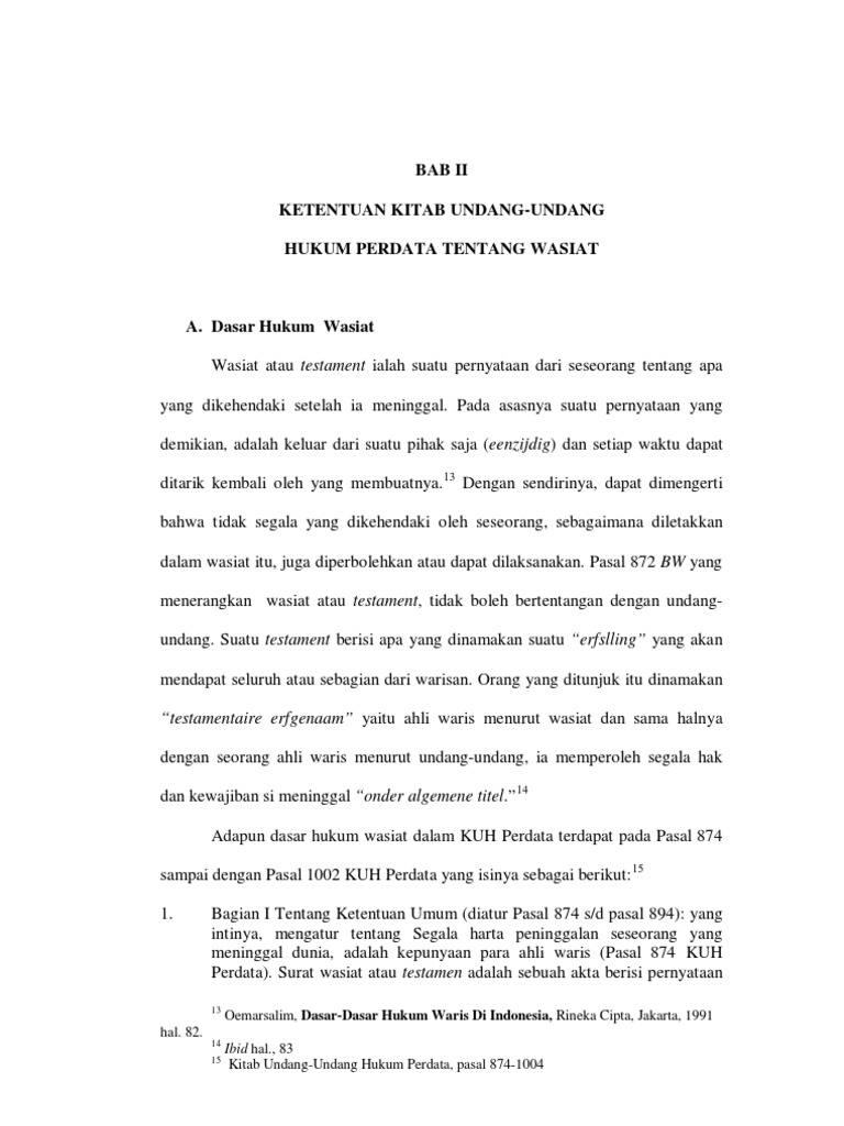 Hukum Perdata Tentang Wasiat