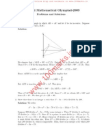 Rmo-2009 Previous Year Question Papers of Regional Mathematical Olympiad With Solutions