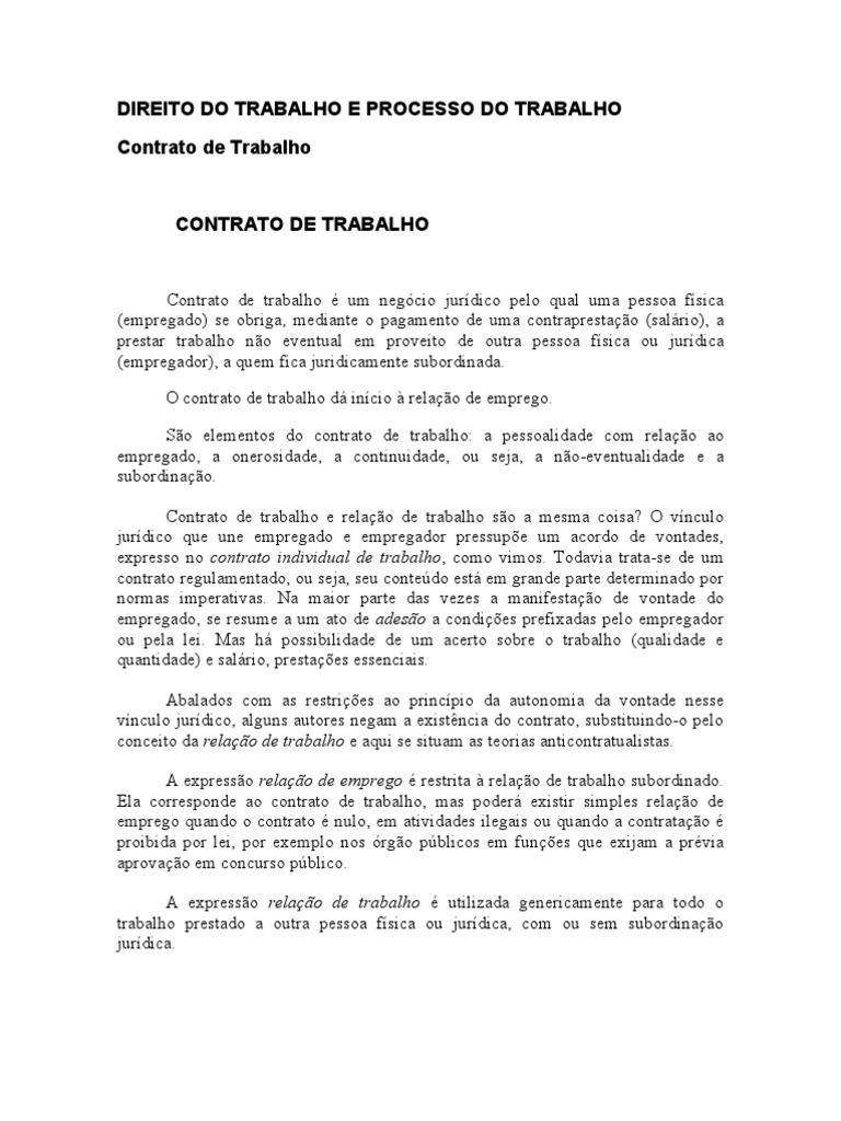 Direito Do Trabalho Contrato De Trabalho Trabalho Temporário Lei