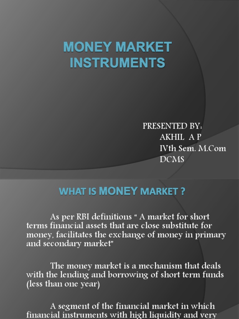 Overview of Money Market Instruments | PDF | Money Market | Financial ...