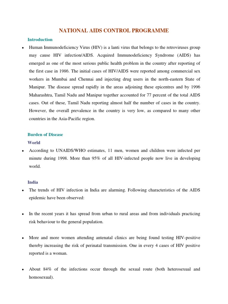 National AIDS Control Programme Overview | PDF | Hiv/Aids | Preventive ...
