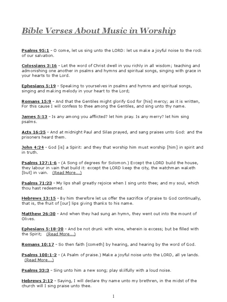 Bible Verses on Music in Worship | PDF | Epistle To The Romans | Psalms