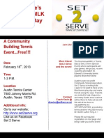 Set 2 Serve's 7 Annual MLK JR Tennis Day: A"Community" Building"Tennis" Event Free!!!" "