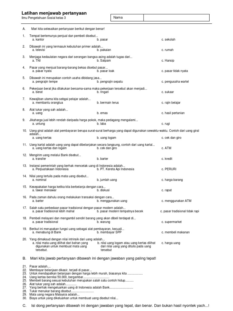 Soal Ips Kelas 3 Sd Semester 2 Pdf Pdf