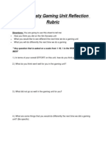 Qin Dynasty Gaming Unit Reflection Rubric