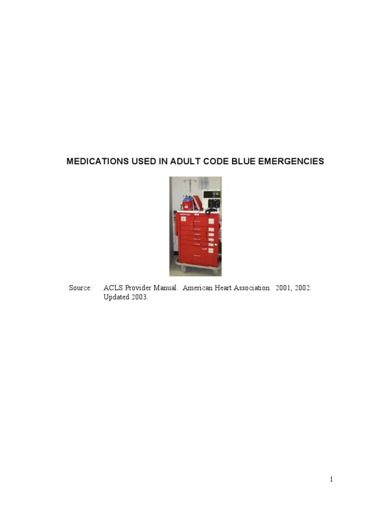 Medications Used in Code Blue Emergencies | PDF | Cardiac Arrhythmia ...