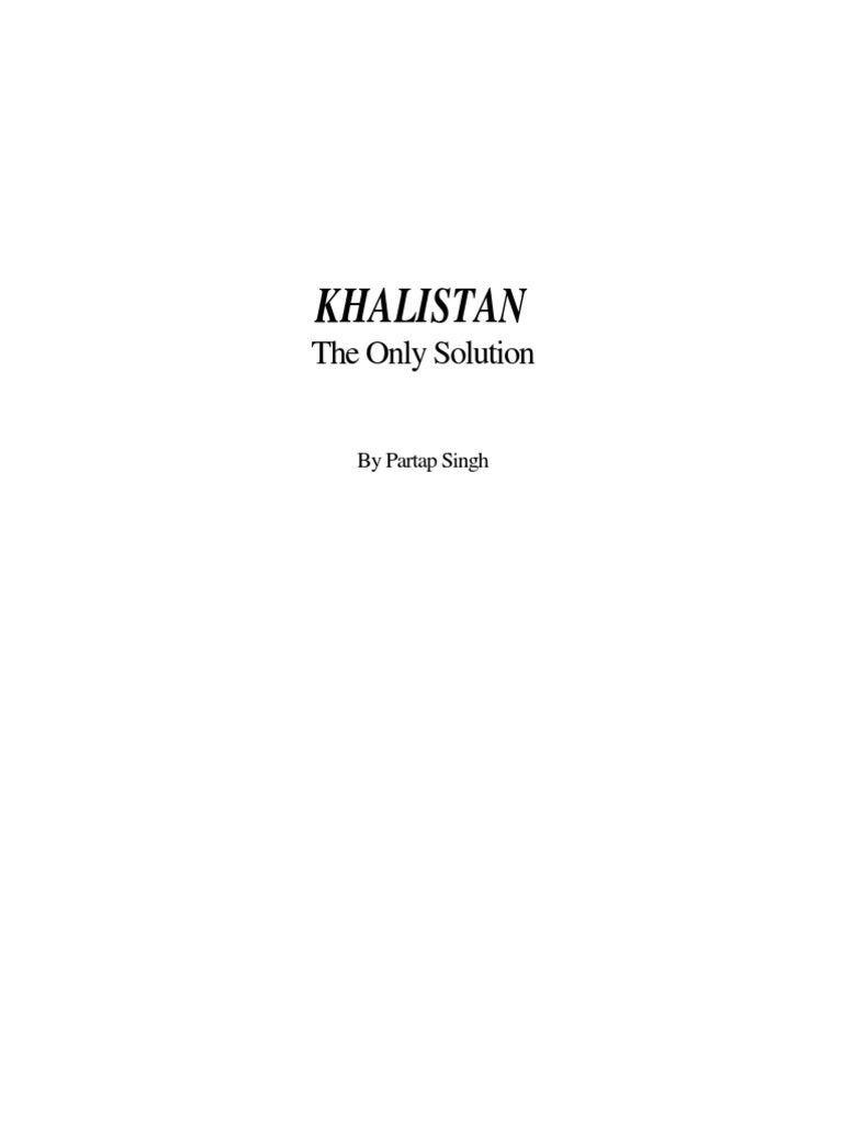 KHALISTAN-The Only Solution by Partap Singh PDF Sikh Punjab photo photo