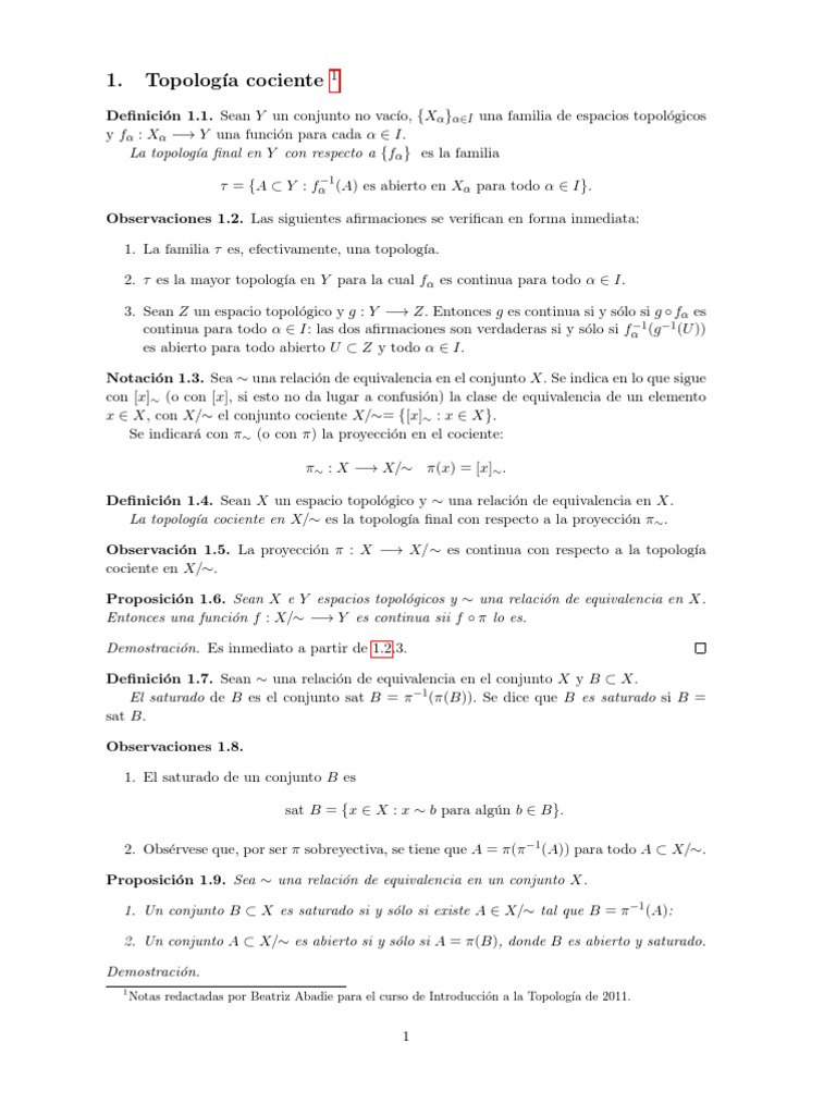 Cociente | PDF | Topología general | División (Matemáticas)