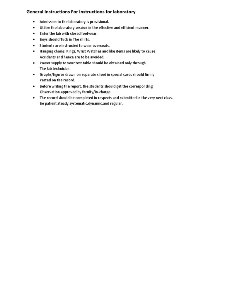 General Instructions For Instructions For Laboratory | PDF | Wellness ...