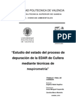 ESTUDIO DEL ESTADO DEL PROCESO DE DEPURACIÓN DE LA EDAR DE CULLERA MEDIANTE TÉCNICAS DE RESPIROMETRÍA. Angélica Nadal Alf 1