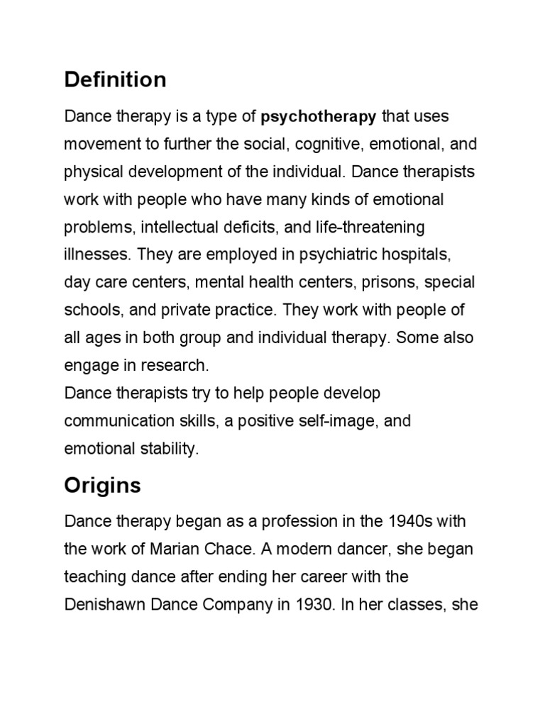 Therapy session using dance as a tool