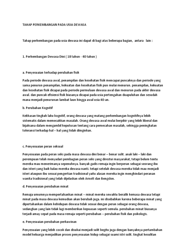 Tahap Perkembangan Pada Usia Dewasa Pdf
