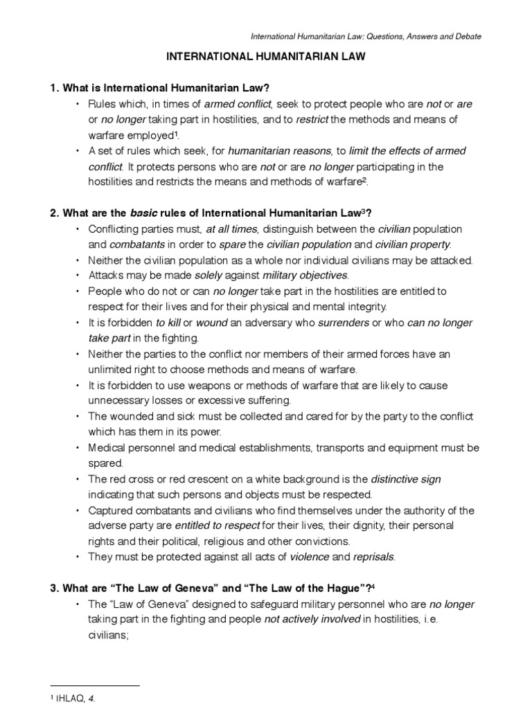 International Humanitarian Law FAQ | PDF | International Humanitarian ...