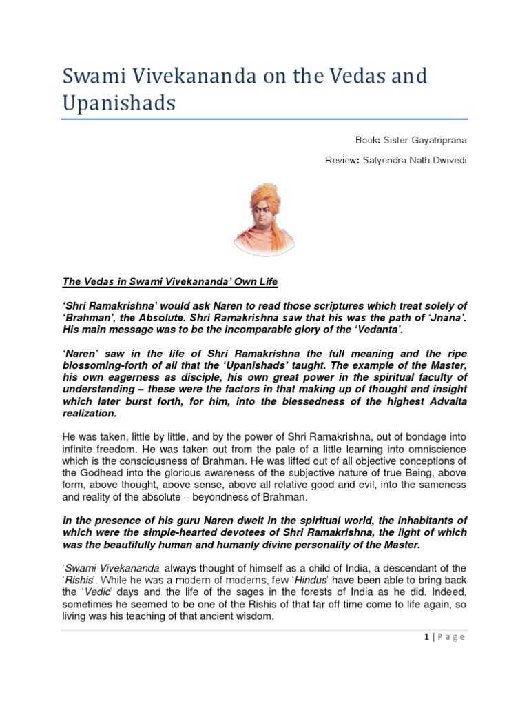 Swami Vivekananda On The Vedas and Upanishads Part 1 | PDF | Brahman ...