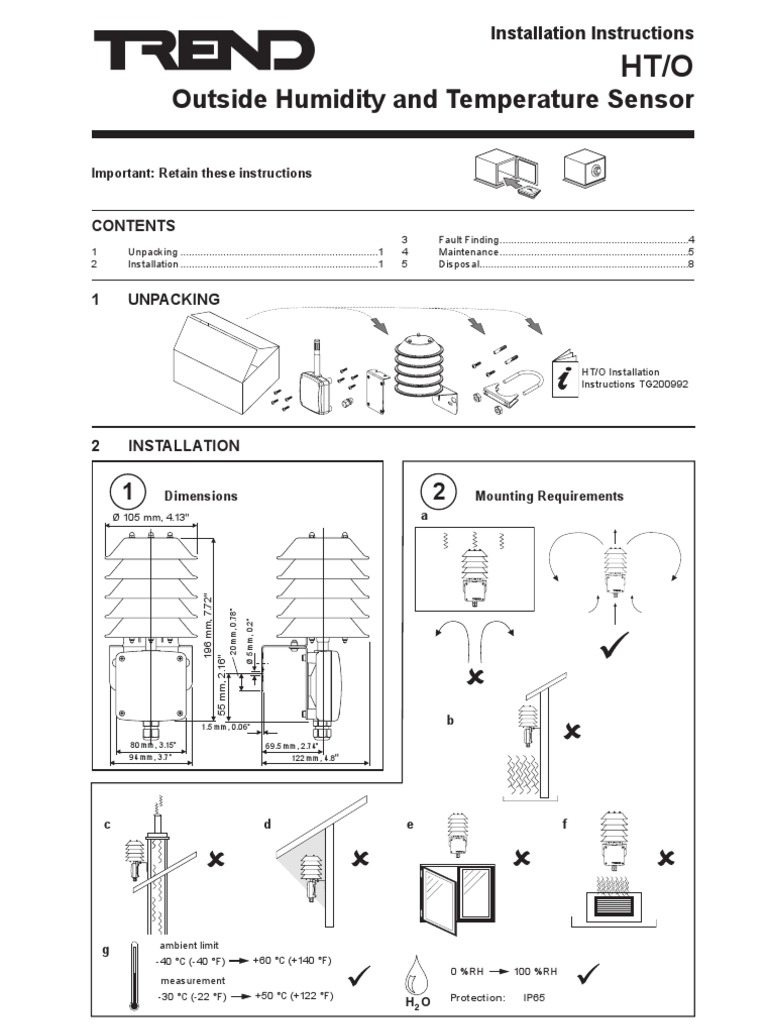 HTO Sensor Air Humidity and Temp Sensor PDF Calibration Sensor