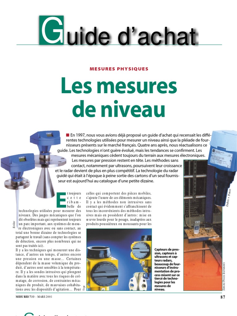 Guide d'achat des mesures de niveau | PDF | Technologie et ingénierie