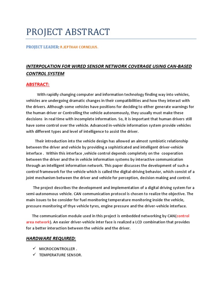Project Abstract: Interpolation For Wired Sensor Network Coverage Using ...