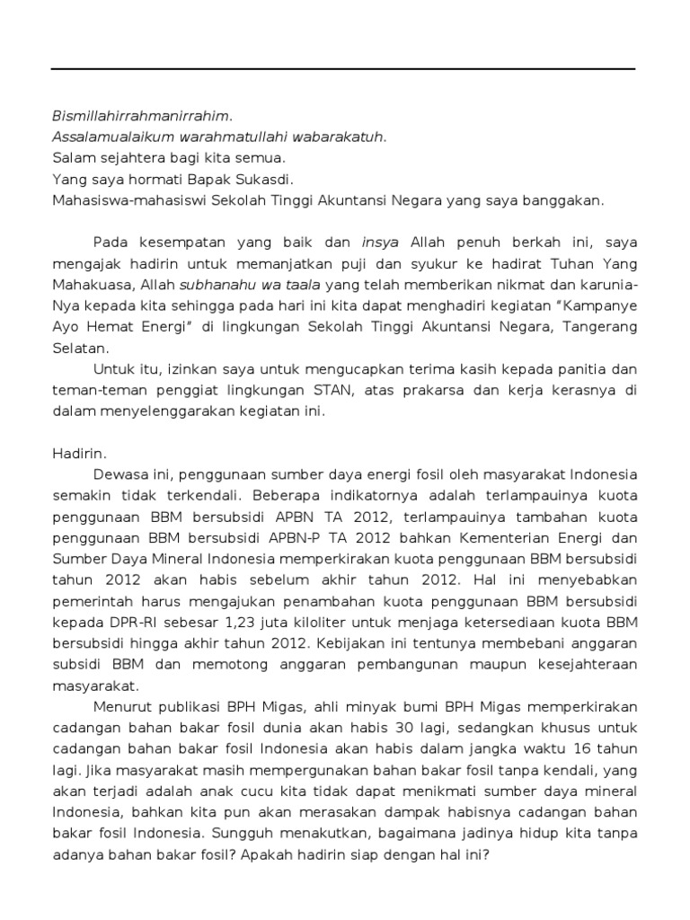 Pidato Ayo Hemat Energi
