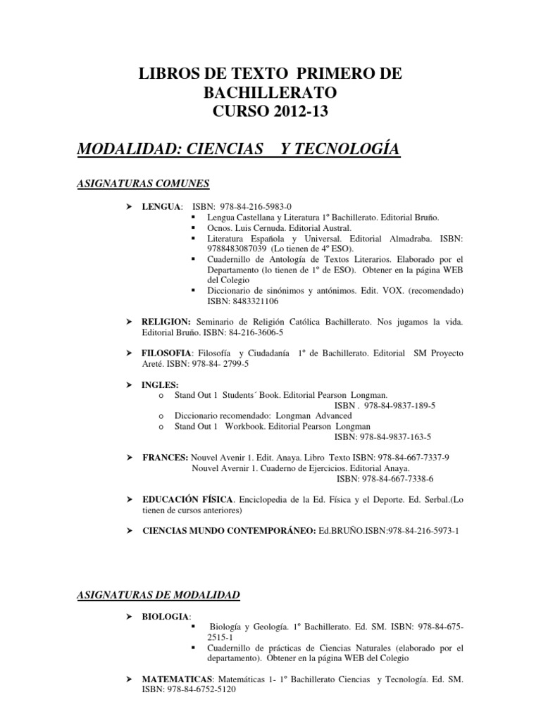 Libros De Texto De Bachillerato Pdf Diccionario Publicación