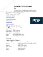 Keys for Formatting Characters and Paragraphs