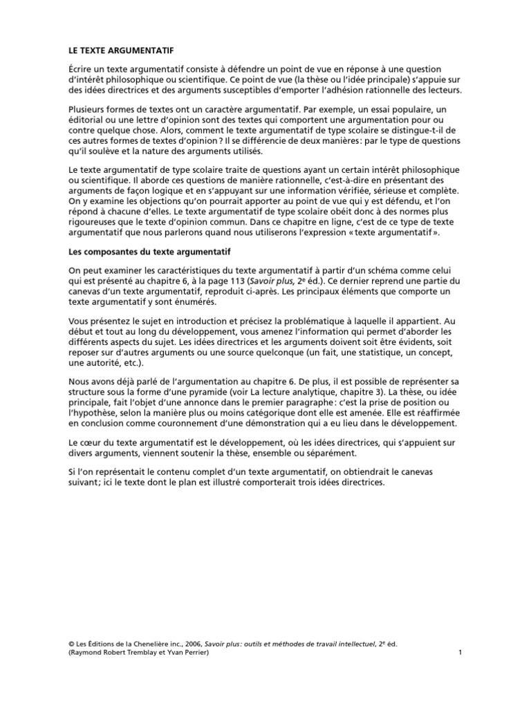 Pdf Ppt Images Texte Argumentatif Philosophique Exemple