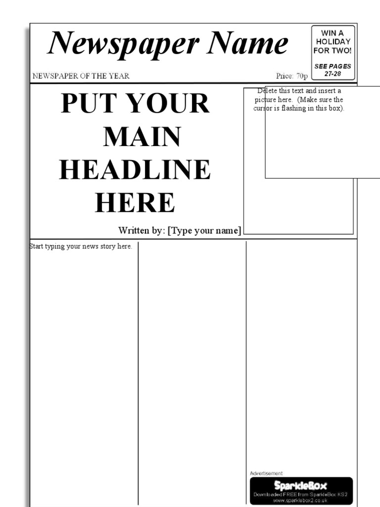 Blank News Template for Writers | PDF | Newspaper Publishing | News