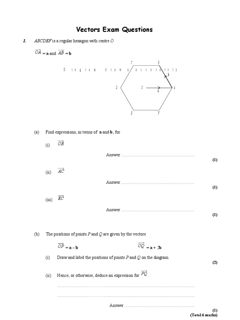 Vectors Gcse Exam Questions | Geometry | Elementary Geometry