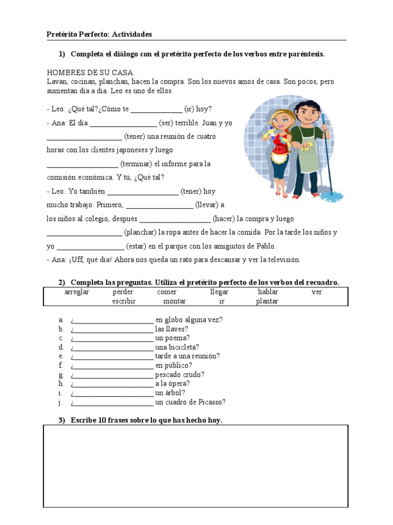 Pretérito Perfecto EJERCICIOS | PDF