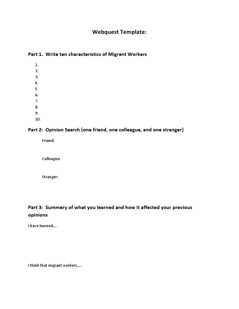 Webquest Template | PDF | Career & Growth | Games & Activities