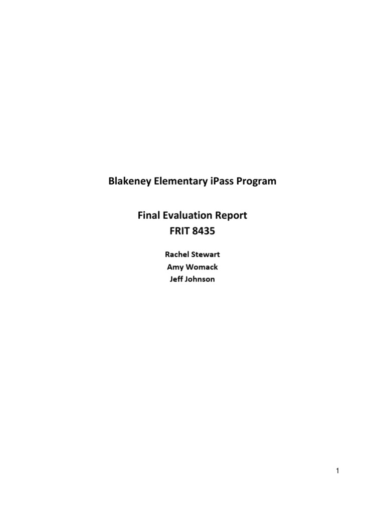 Blakeney Elementary iPass Program Evaluation | PDF | Standardized Tests ...