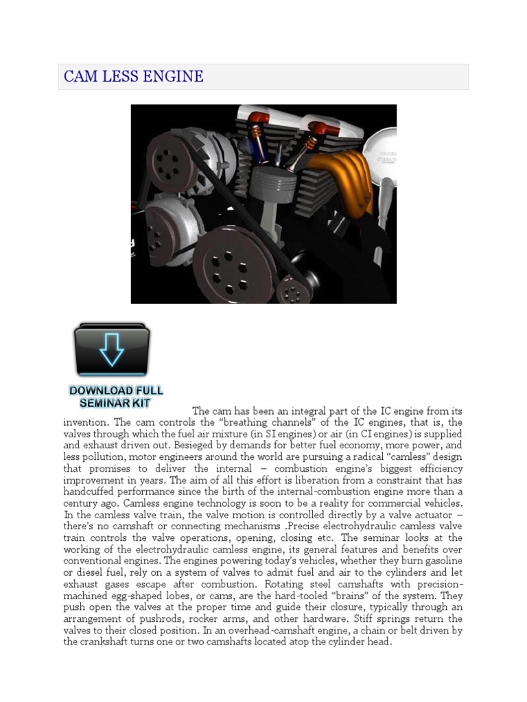 Cam Less Engine PDF Internal Combustion Engine Pump
