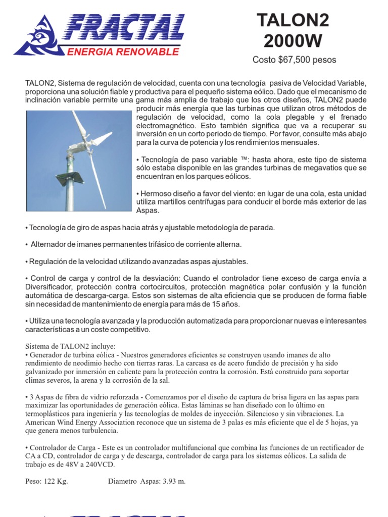 Aerogenerador Sin Palas 2000W Eficiente | PDF | Turbina eólica ...
