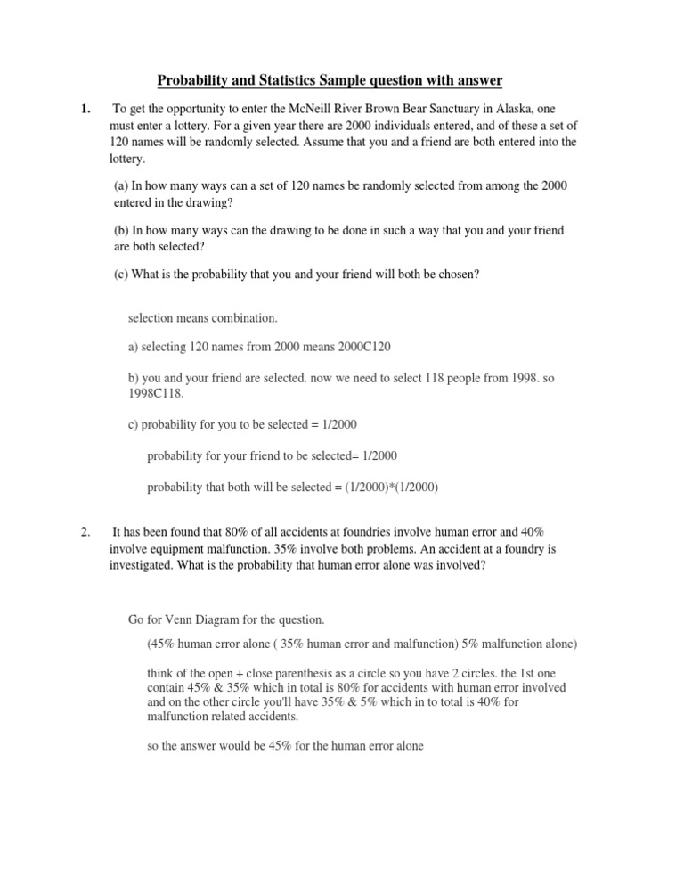 Probability and Statistics Lottery Problem | PDF