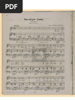 Brahms Von Ewiger Liebe Medium Voice Pdf