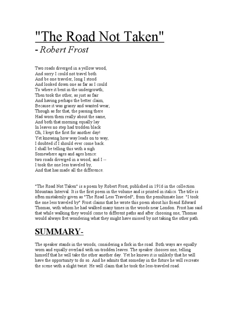 "The Road Not Taken"-An analysis | Poetry | Fiction & Literature
