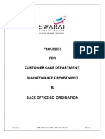Customer Care Department, Maintenance Department & Back Office Co-Ordination
