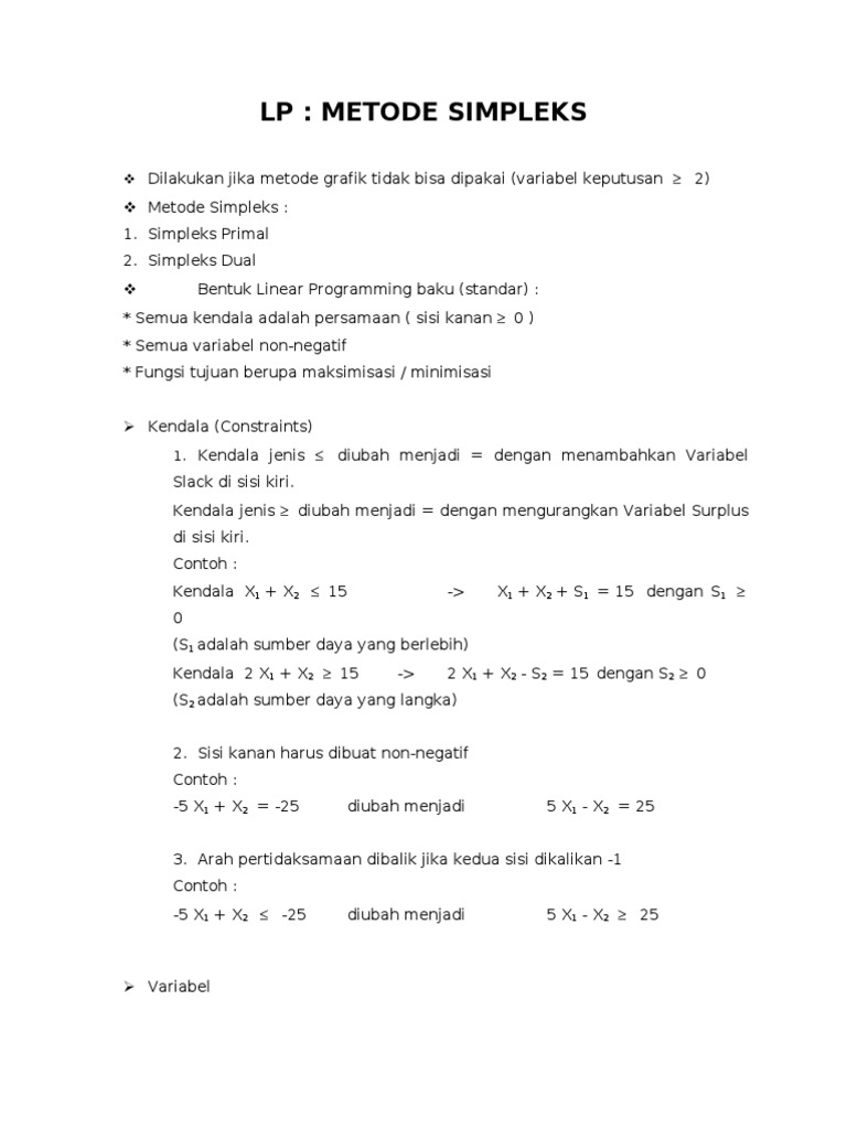 Contoh Soal Metode Simpleks 3 Variabel - Contoh Soal Terbaru