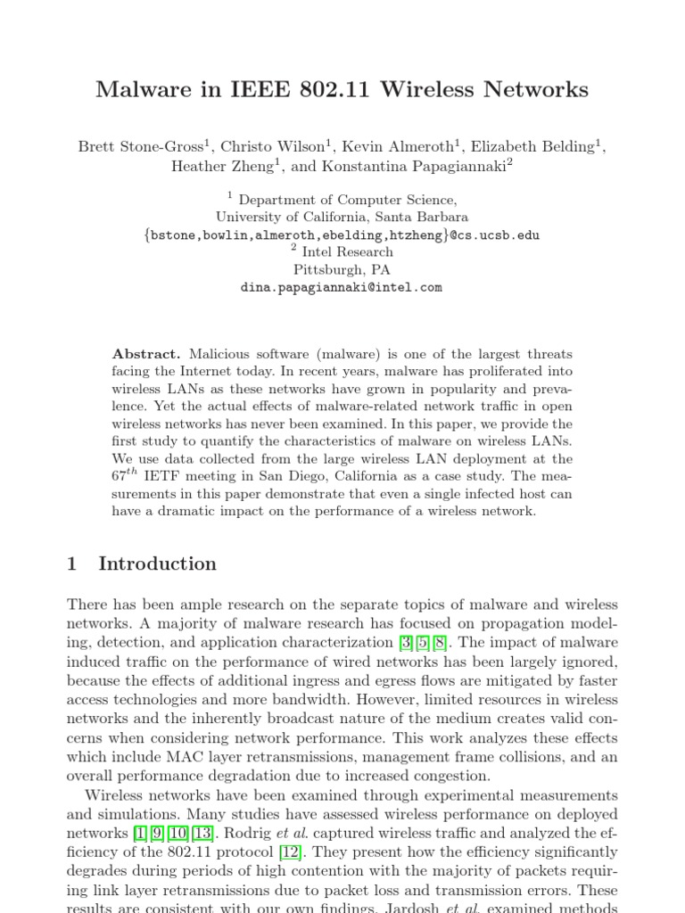 Malware Impact on Wireless LANs | PDF | Transmission Control Protocol ...