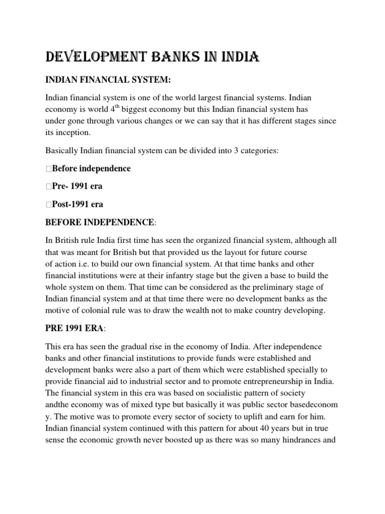 Functions of Development Banks in India | PDF | Banks | Money