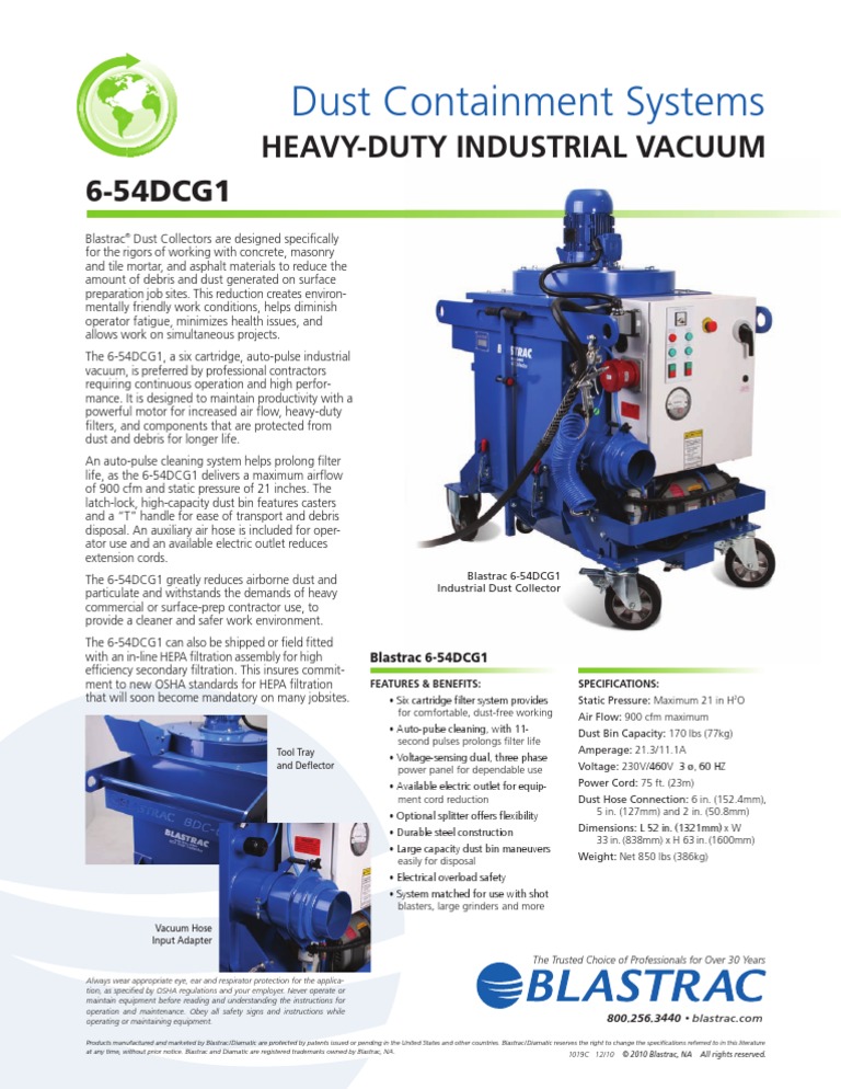 Blastrac Dust Collector 654DC PDF Dust Vacuum Cleaner