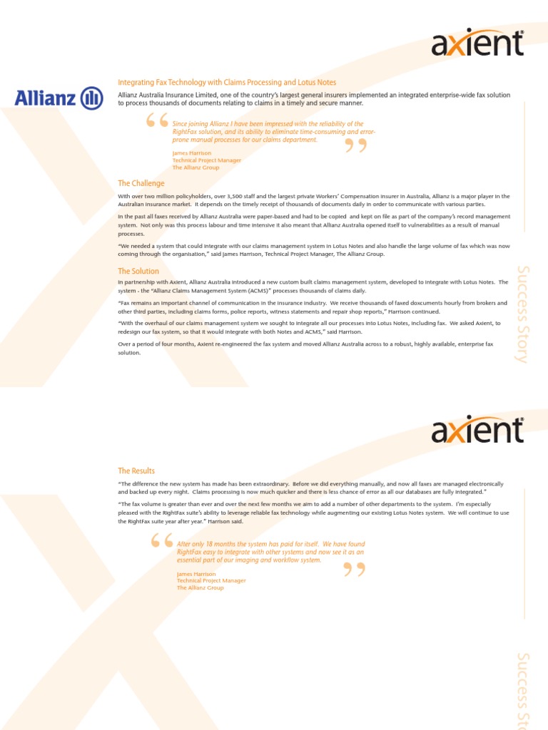 Allianz Claims Processing PDF Ibm Notes Insurance