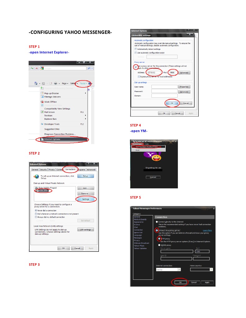 Configuring Yahoo Messenger-: Step 1 | PDF | Yahoo! | Internet