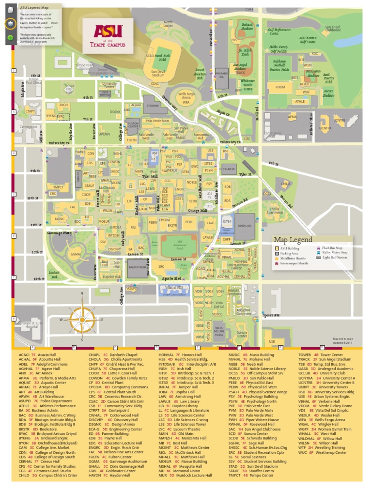 Asu Tempe Map Arizona State University Sports