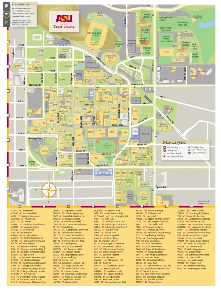 Asu Tempe Campus Map Asu Tempe Map | Pdf | Arizona State University | Sports